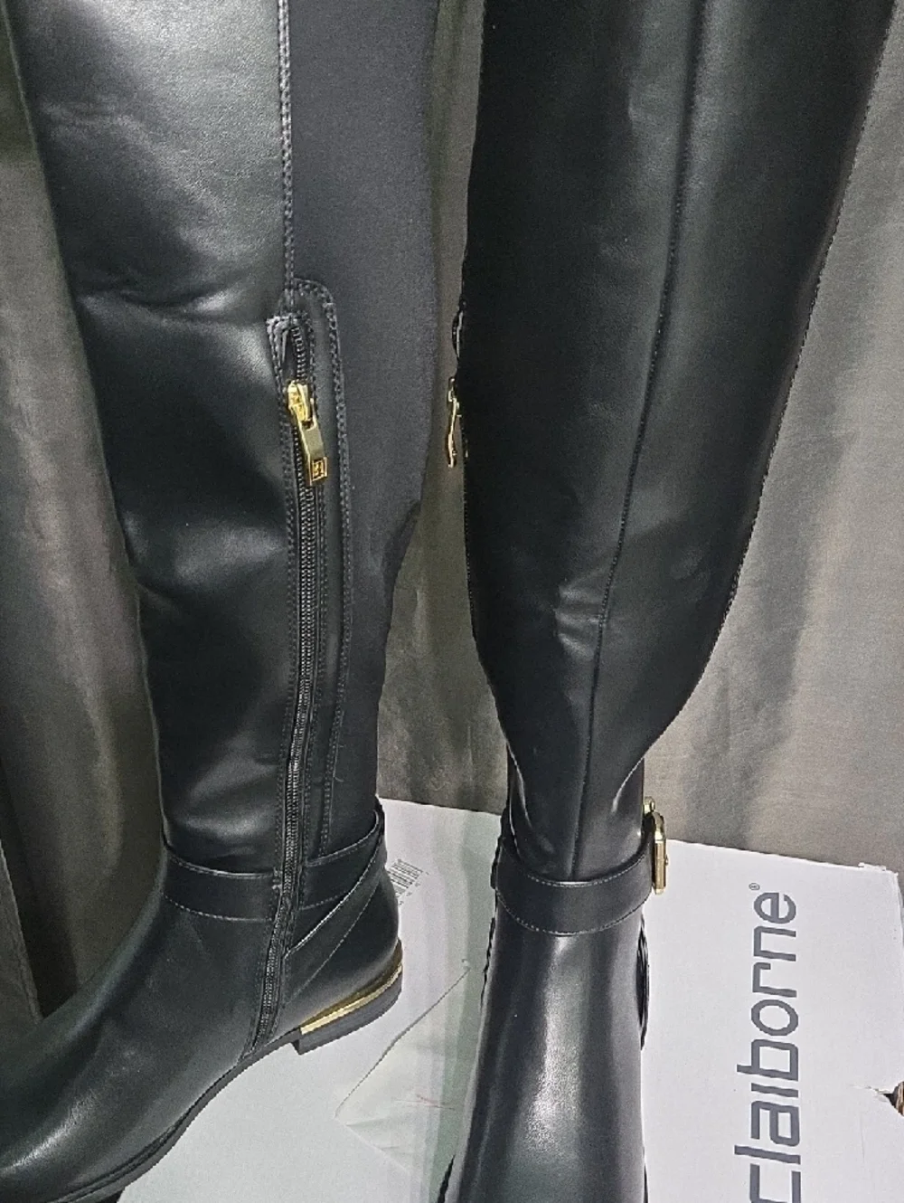 SALE! Liz Claiborne Black Over-the-Knee Buckle Riding Boots